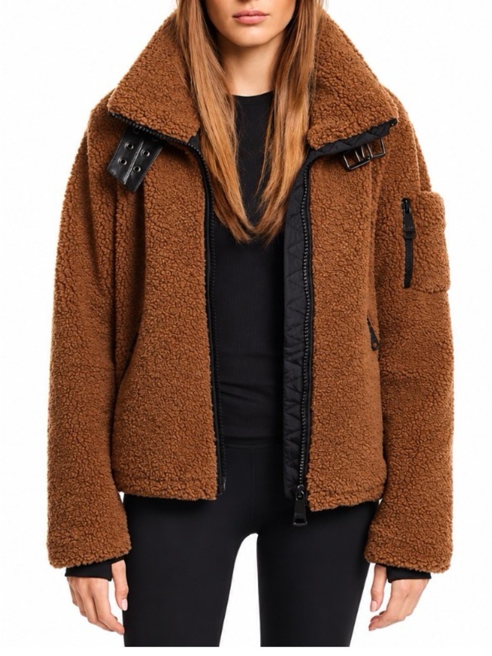SAM. Brown Teddy Sherpa Zip Jacket Faux Sherling Jacket Women's Size XL